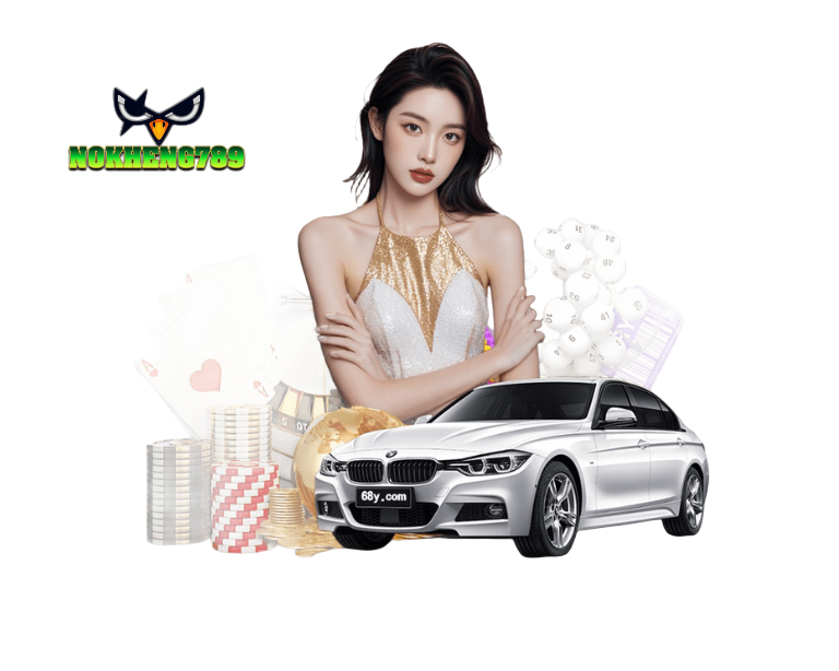 ภาพผู้หญิงยืนข้างรถยนต์สีขาว พร้อมกล่องของรางวัล ให้บรรยากาศโปรโมทกิจกรรมแจกของรางวัล